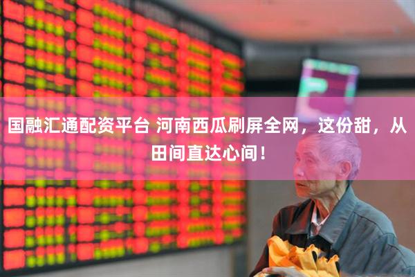 国融汇通配资平台 河南西瓜刷屏全网，这份甜，从田间直达心间！